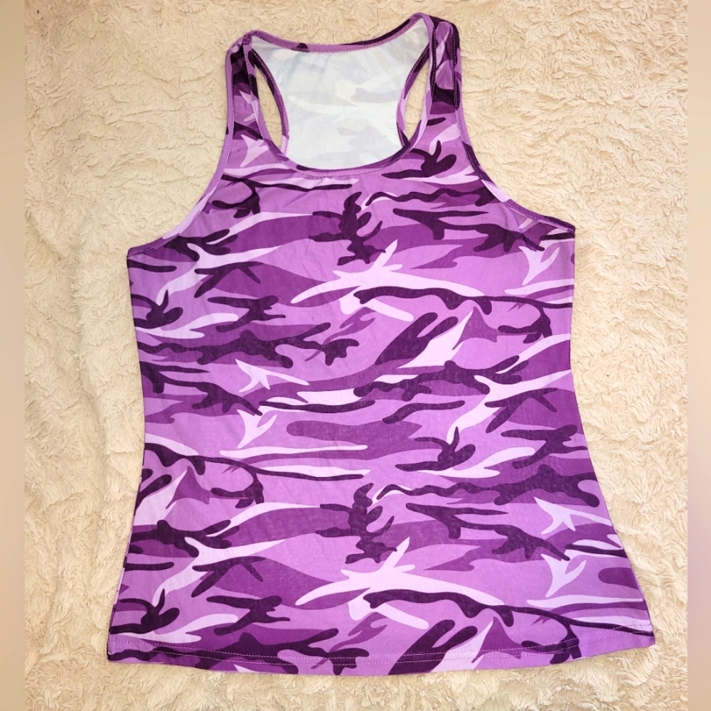 Purple camouflage athletic top